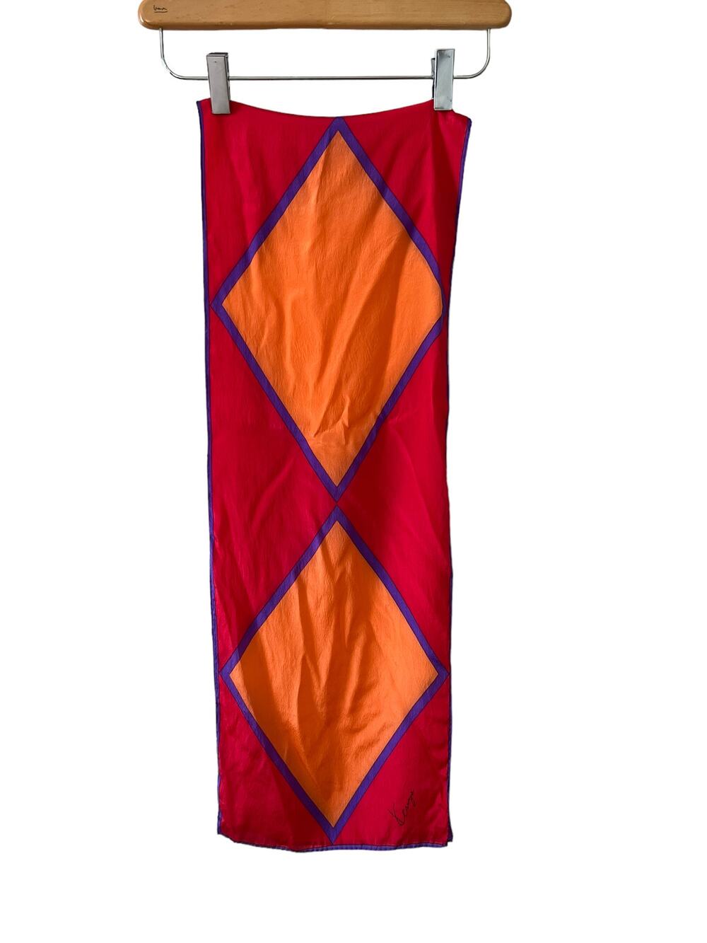 Vintage Rare KENZO Mod Color Block Skinny Rectangular Silk Scarf